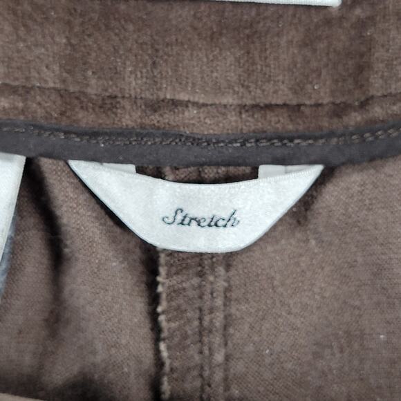 Talbots Womens Velvet Pants 12 Brown Stretch High‎ Rise Straight Leg Ankle - Picture 6 of 12